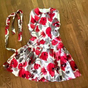 Girls Dress - red poppies size 10